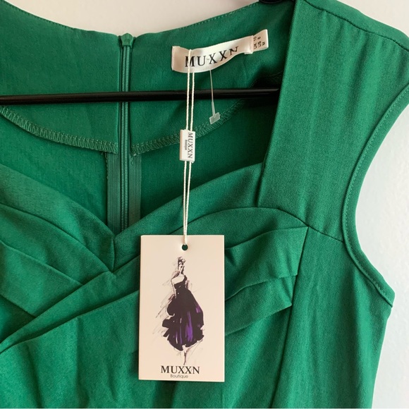 NWT MUXXN 1950's Retro Swing Midi Dress Green Size 8 - Picture 11 of 12